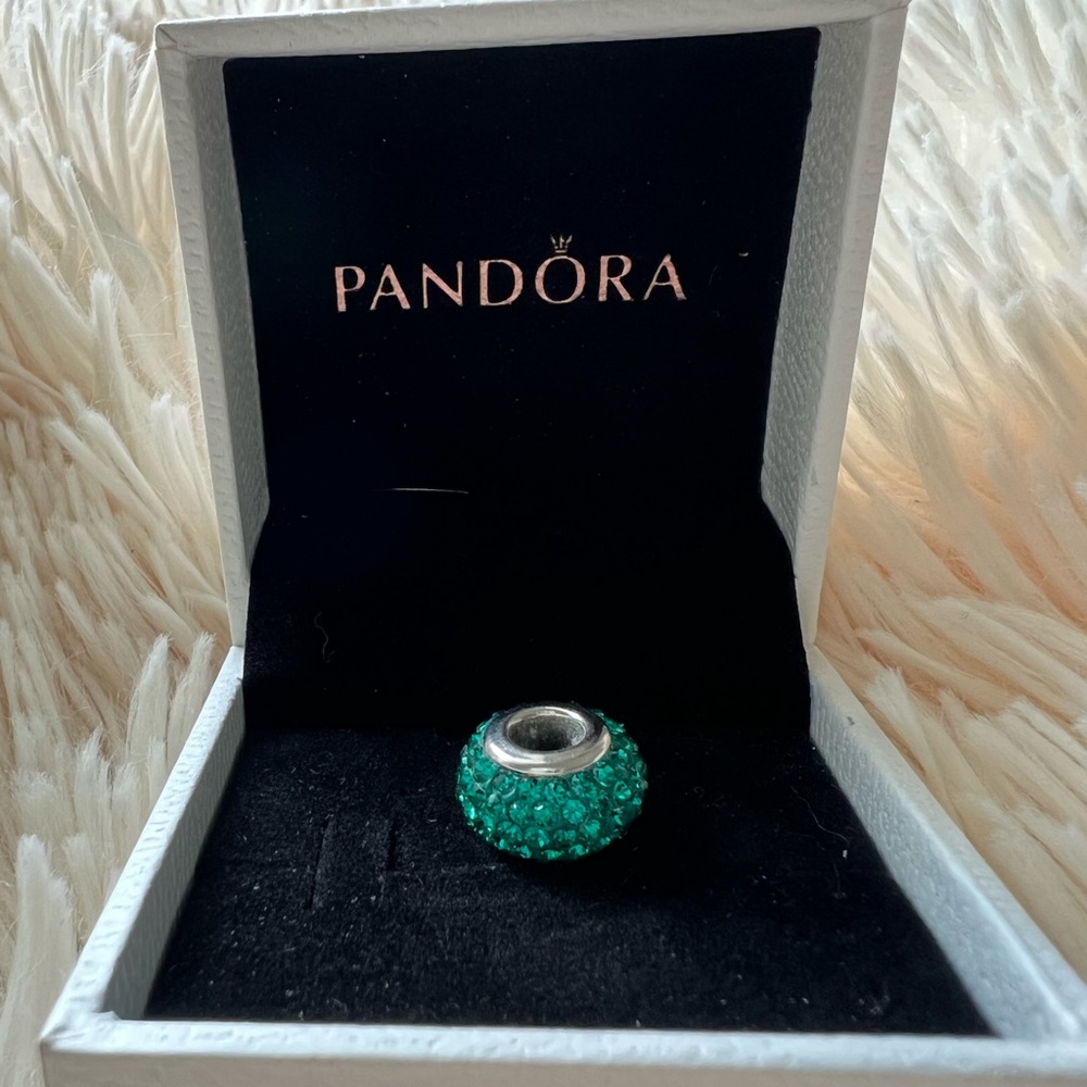 RETIRED TEAL SWAROVSKI CRYSTAL PANDORA CHARM